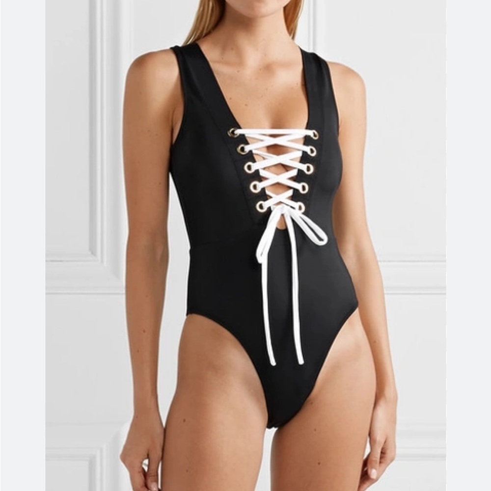 OYE Naomi Black eyelet bathing suit NWT